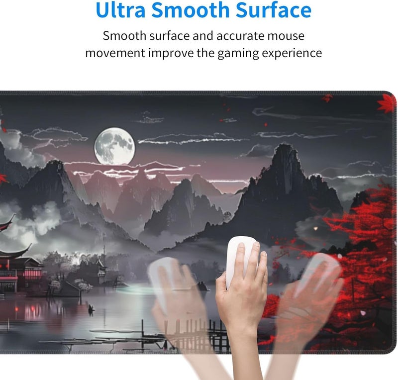 Brecoy Extended Gaming Mouse Pad, Large Gaming Mouse Waterproof with Stitched Edges, Non-Slip Desktop Pad for Home and Office, Level Up Your 31.5x11.8 Inch… (Japanese Style) - Image 4
